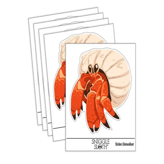 Groovy Hermit Crab on Beach Waterproof Vinyl Phone Tablet Laptop Water Bottle Sticker Set - 5 Pack {2}