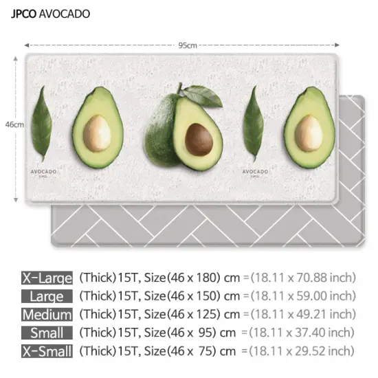 Double-Sided Two Designs Herringbone and Avocado Kitchen Anti-Fatigue Waterproof Kitchen Mat, Large {3}