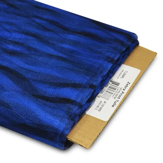 Premium Zebra Print Tulle Fabric Bolt of 54" X 25 Yards Royal Blue {1}