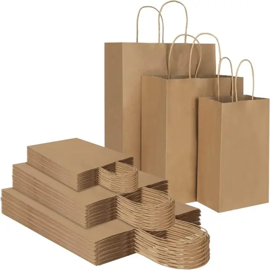 Any Size Kraft Paper Bags Party Shopping Gift Bags with Handles {3}