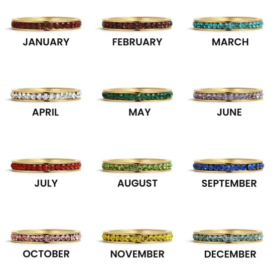 18K Gold PVD CZ Eternity Stainless Steel Ring {1}