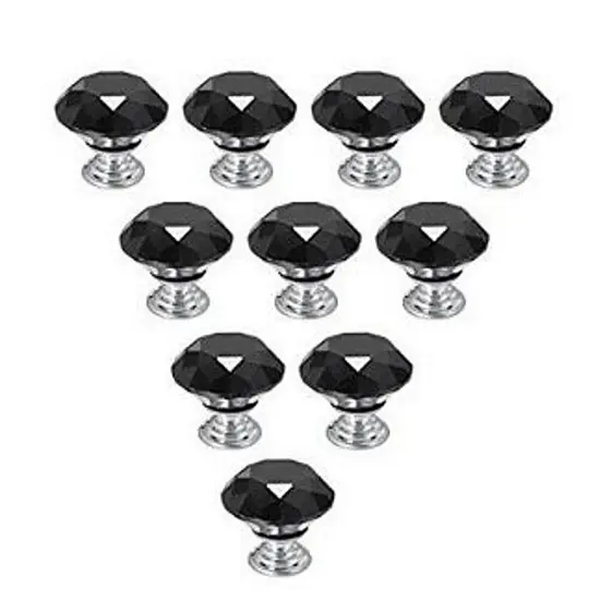 KItcheniva 10-Pcs Crystal Glass Cabinet Knob Black {1}