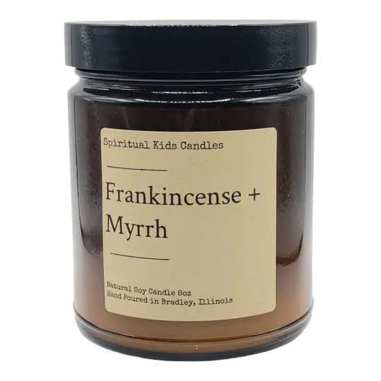 Frankincense & Myrrh 8oz Glass Jar Candle Hand Poured with All Natural Soy Wax and Fragrant/ Essential Oils {1}