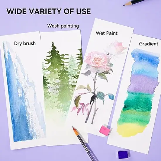 52 Watercolor Paint Set, Travel Watercolors Set with Drawing Pencil, Paint Brushes, 5 Watercolor Paper, Sponge & Black Drawing Pens, Water Colors Paint for Adults, Art Supplies, Purple Case {4}