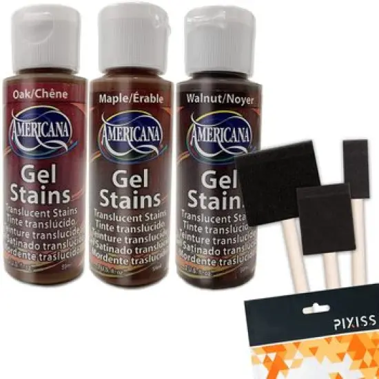 Americana Gel Stain Wood Stain Paint 3-Pack, Wood Tint Colors Walnut, Oak, Maple, 2-Ounce, With Foam Brushes For Gel Stain Paint {1}