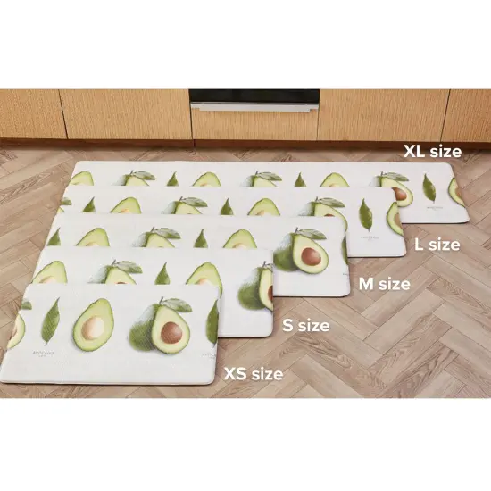 Double-Sided Two Designs Herringbone and Avocado Kitchen Anti-Fatigue Waterproof Kitchen Mat, Extra Small {3}
