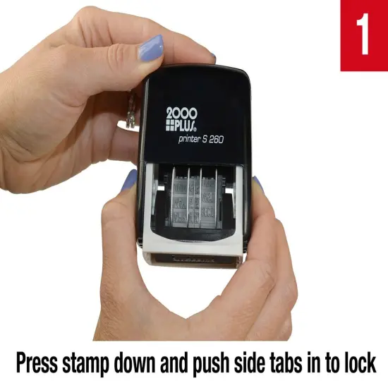 2000 PLUS Self-Inking Message and Date Date Stamp, FAXED, PAID, RECEVIED, ENTERED, 1-3/4" X 7/8" Impression, Self-Inking, Red and Blue Ink {4}