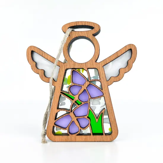 3.5" (H) Playful Purple Butterflies Ornament - Handcrafted in Texas - Mother's Angels&reg; Christmas Angel Wings Figurine {1}