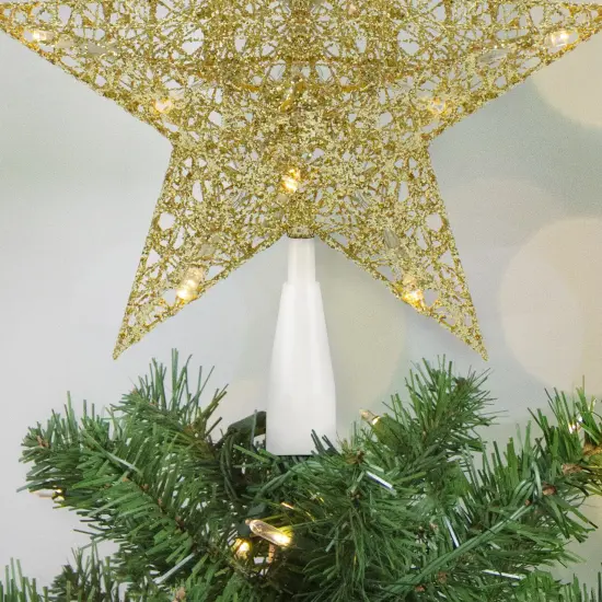 Northlight 10" LED Lighted Gold Glittered Star Christmas Tree Topper, Warm White Lights {4}