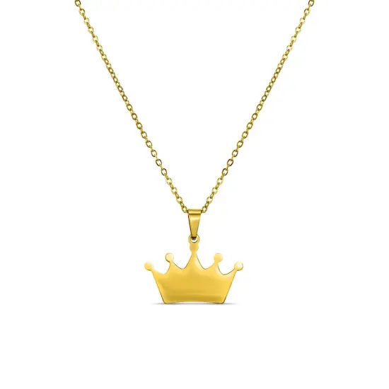 18K PVD Coated Stainless Steel Blank Crown Necklace {6}