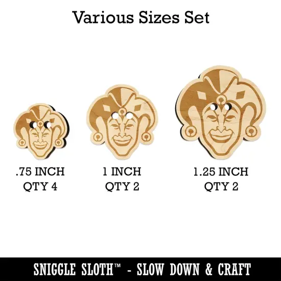 Court Jester Joker Harlequin Wood Buttons for Sewing Knitting Crochet DIY Craft {1}