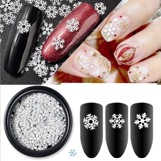Kitcheniva Christmas Matte White Snowflakes Nail Art Stickers Decals Transfers {1}
