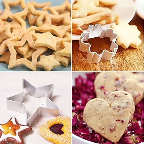 24 Pcs Mini Metal Cookie Cutters Set -Clay Cutters/Mini Fruit Vegetable Cutters/Star Heart Round Flower Square Mini Cutters - Cookie Cutters for Kids Lunch/Mini Geometric Shapes Cookie Cutters {3}