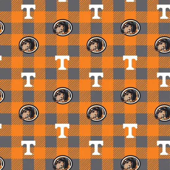 Sykel Enterprises-University of Tennessee Fleece Fabric-Tennessee Volunteers Buffalo Plaid Fleece Blanket Fabric-Sold by the yard {1}