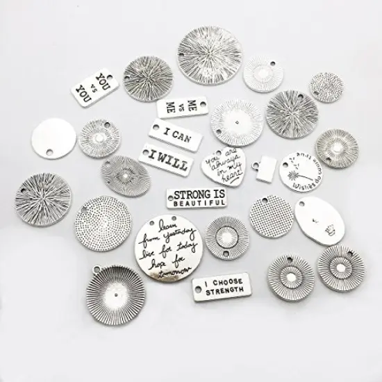 30 Pieces Inspiration Words Charms Craft Supplies Mixed Pendants Beads Charms Pendants for Crafting, Jewelry Findings Making Accessory for DIY Necklace Bracelet (M044) {1}