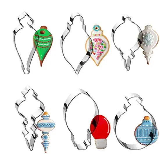 Christmas Ornament Cookie Cutter Set -6 Pieces In Assorted Designs - Stainless Steel {1}