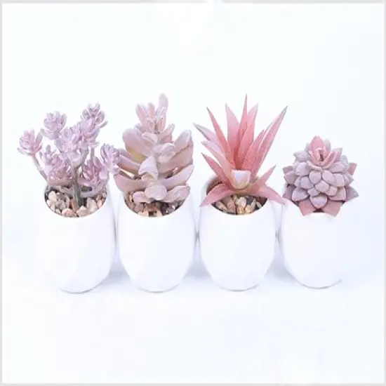 Succulent Artificial Plants Fake Succulents in White Ceramic Pots Small Fake Plants for Office Desk Home Decor {2}