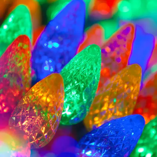 70 Multicolor C6 LED 4.8w Christmas Lights, Green Wire, 4" Spacing Multi-Color {3}