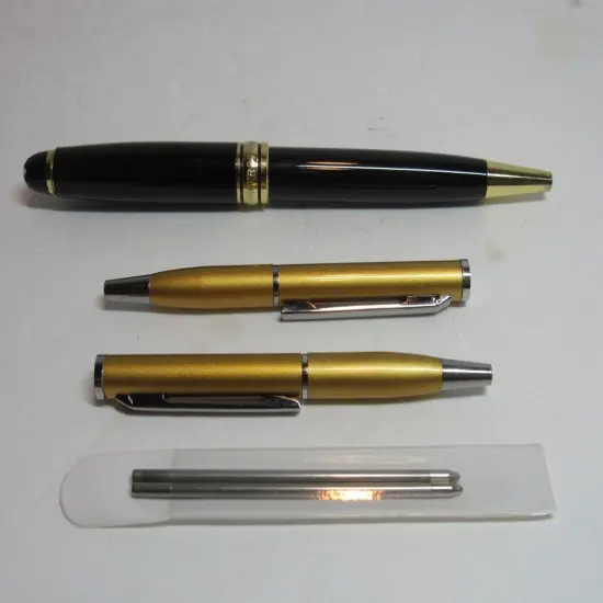 Kitcheniva 2 Super Mini Brushed Gold Metal Ballpoint Pen 2 Extra Refills {3}