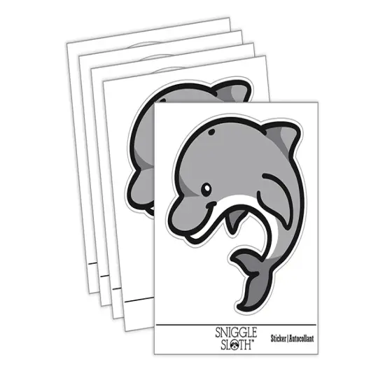 Debonair Jumping Dolphin Waterproof Vinyl Phone Tablet Laptop Water Bottle Sticker Set - 5 Pack {2}