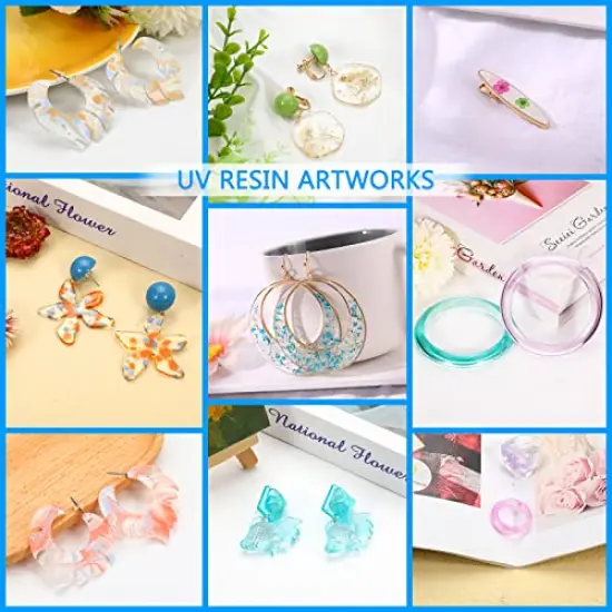 KISREL UV Resin 300g - Upgraded UV Resin Kit, Hard Type Crystal Clear Ultraviolet Curing UV Epoxy Resin for Craft Jewelry Making {2}