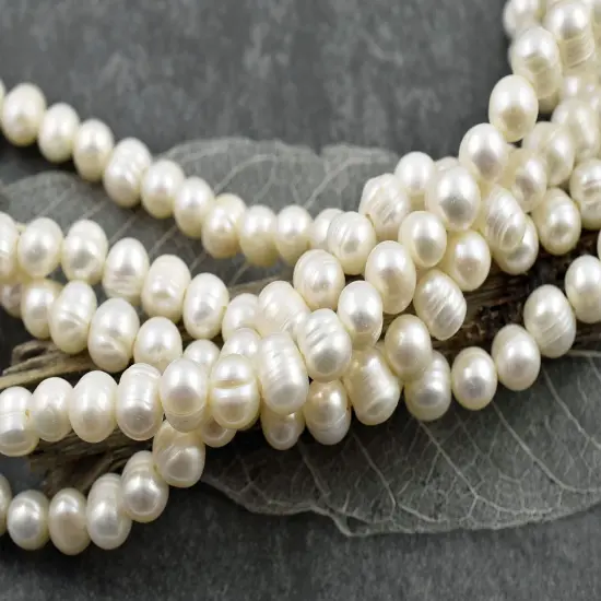 10mm Cream Large Hole Fresh Water Potato Pearls (8" Strand) {4}