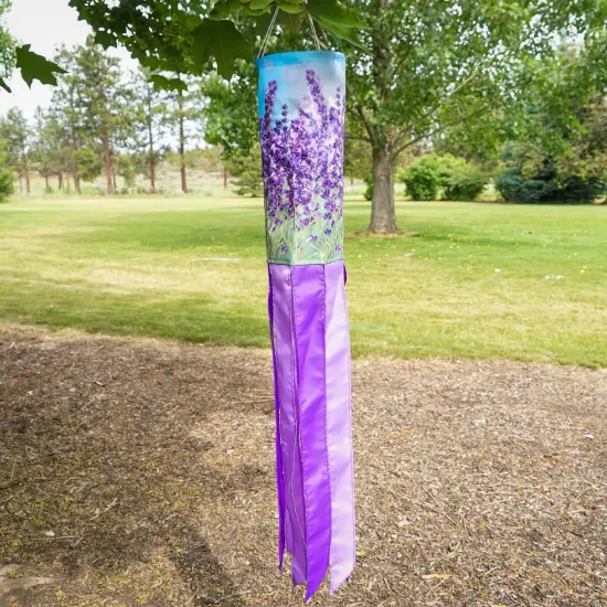 In the Breeze 5211 — Lavender 40-inch Inspiration Windsock — Colorful Hanging Garden Décor with Embroidered Details {4}
