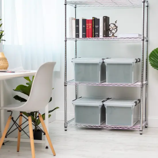 IRIS USA Letter Legal Size File Box 32qt WEATHERPRO Airtight Plastic Storage Bin with Lid and Seal and Secure Latching Buckles {2}