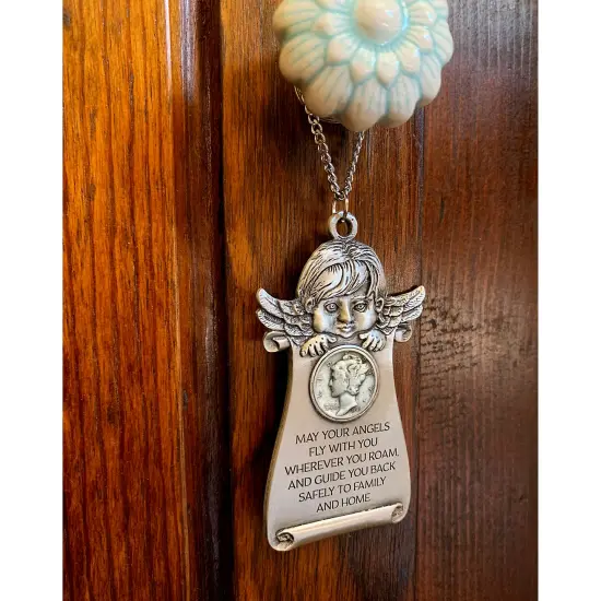Mercury Dime Coin Angel Pewter Door Blessing {2}