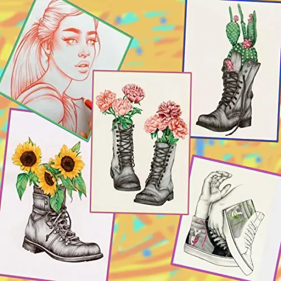 Heshengping Sketch & Drawing Art Pencil Kit-50 Piece Set, Include 24 Color Pencil(For Adult Kid Coloring Books) & Graphite Charcoal-Pencil Etc., Art Supply Ideal for Adult, Kid,Student, Beginner {5}