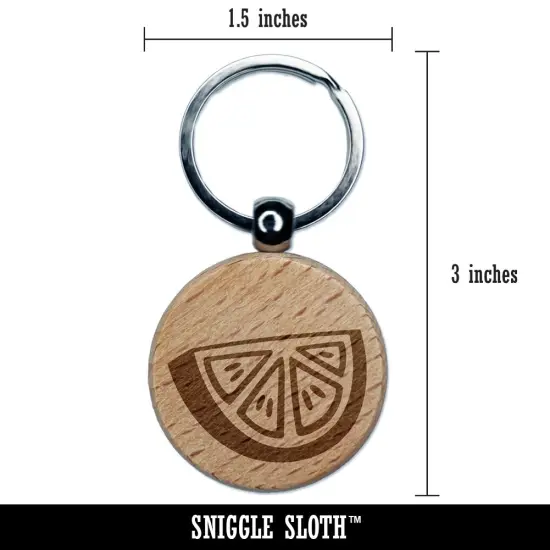 Citrus Fruit Slice Orange Lemon Lime Engraved Wood Round Keychain Tag Charm {2}
