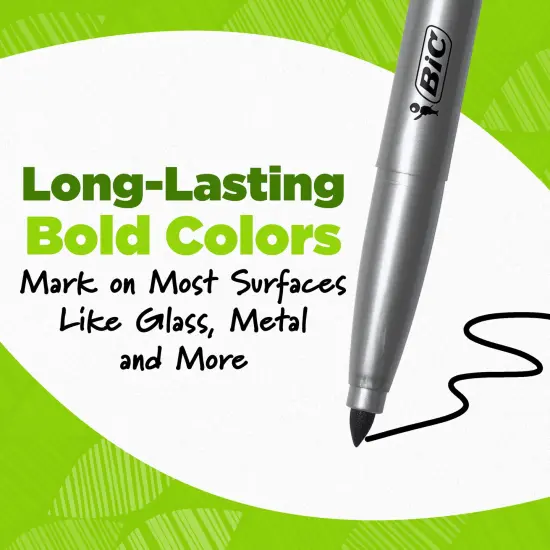 BIC Ecolutions Fine Permanent Markers, Fine Bullet Tip, 36-Count Pack Black Marker Set Made from 51% Recycled Plastic {1}