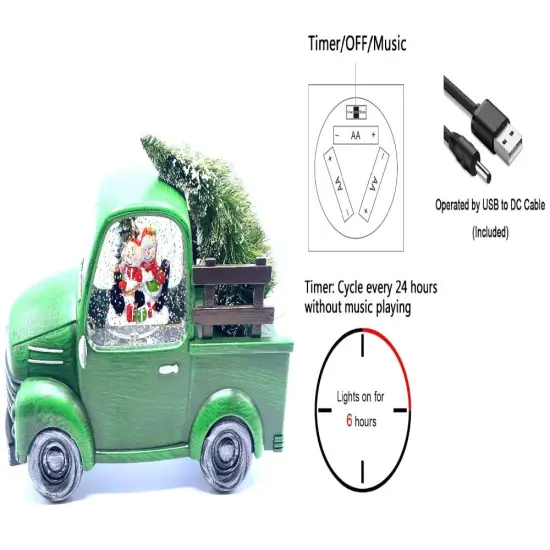 Snow Globe with Snowman Family Inside Car 10"L {2}