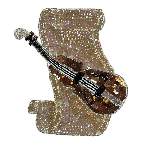 Fiddle Sequin Applique/Patch 7 1/2" x 6 1/2" {1}
