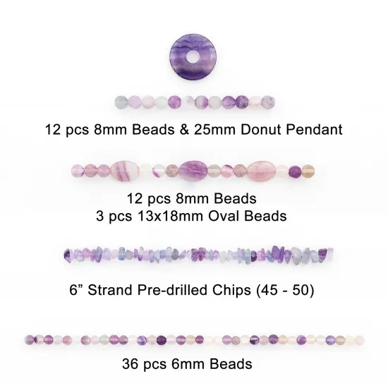 Fluorite Natural Gemstone Beads and Pendant Value Pack Collection {3}