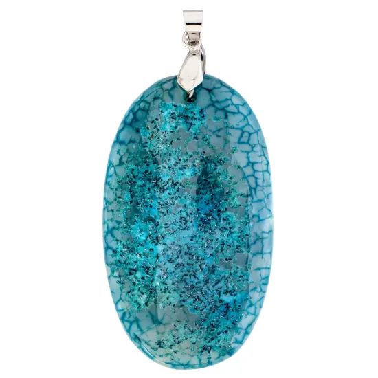Earth's Jewel 55mm Turquoise Semi-Precious Oval Agate Pendant {2}