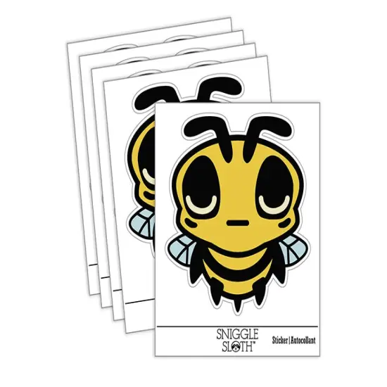 Cute Bee Sleepy Waterproof Vinyl Phone Tablet Laptop Water Bottle Sticker Set - 5 Pack {2}