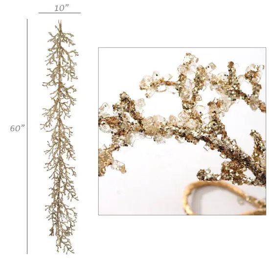 Gold Iced Twig Garland | 5-Foot | Holiday Xmas Accents | Christmas Garlands | Table & Mantel | Home & Office Decor (Set of 2) {2}