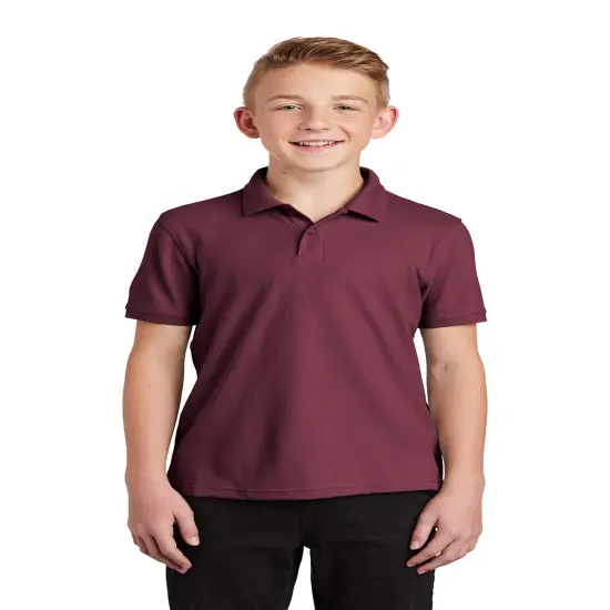 Youth Core Classic Pique Polo T-Shirt &ndash; 60/40 Cotton-Poly Blend, Lightweight 4.4 oz Fabric, Breathable & Durable Kids Polo Shirt Burgundy {1}