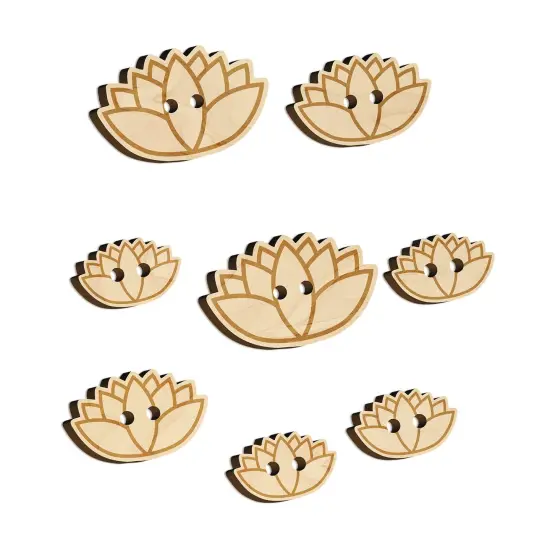 Yoga Lotus Flower Outline Wood Buttons for Sewing Knitting Crochet DIY Craft {7}