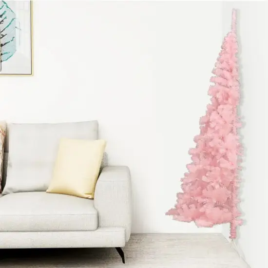 5 ft Pink Half Christmas Tree with PVC Stand {4}