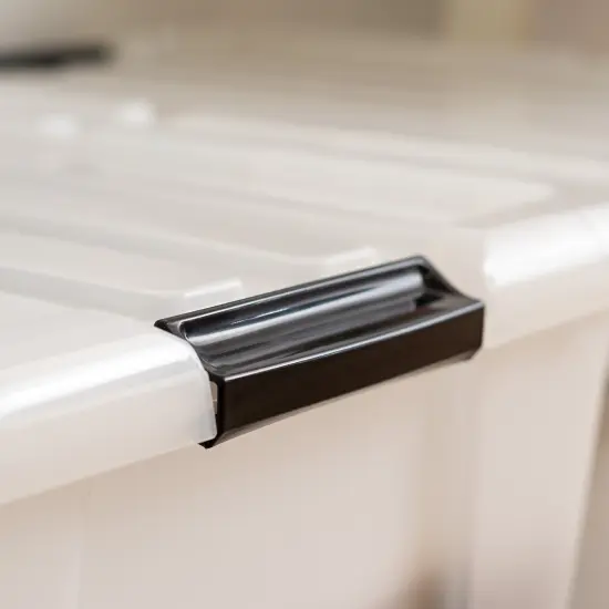 IRIS USA 45 Quart Plastic Storage Container Bin with Latching Lid, Pearl, 4 Pack Clear {3}