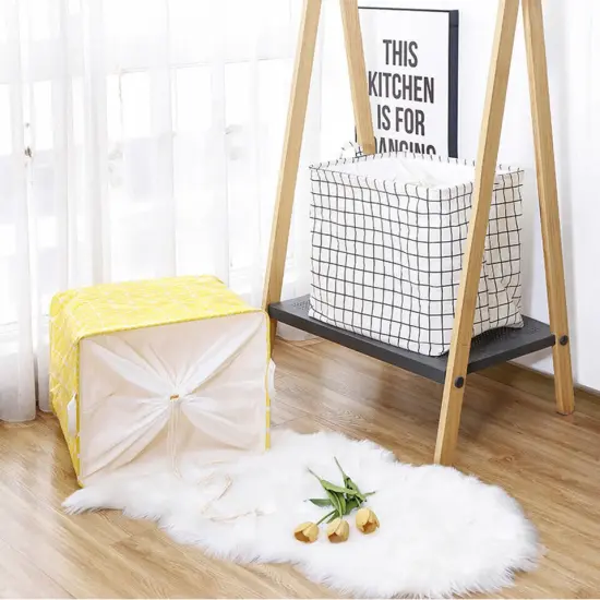 Rectangular Laundry Basket Handle Drawstring Storage Bin {3}