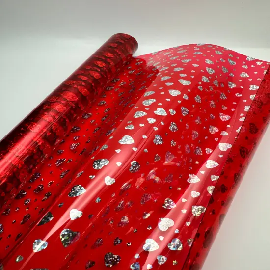 Red Holographic Heart Clear Vinyl {1}