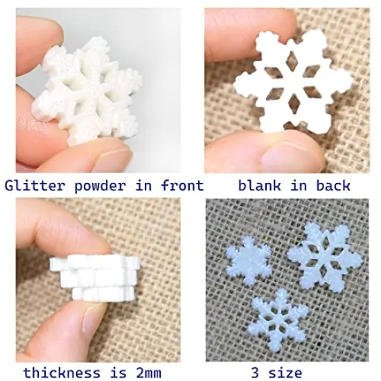 HADDIY Small Snowflakes for Craft,60 Pcs White Glitter Plastic Mini Snowflake for Christmas Embellishments and Winter Party DIY Craft Decoration-3 Different Size {5}