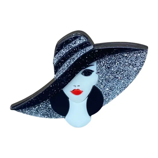 Wrapables Acrylic Fashion Brooch Pin for Sweaters, Coats, Scarves, and Bags, Cosmo Black Hat {1}