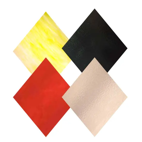 Wissmach 4 Sheet Mixed Color (Red, Yellow, Pink, Black) Variety, Stained Glass Pack {2}