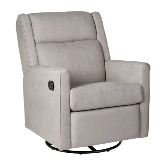 Merrick Lane Dara 3-in-1 Traditional Manual Recliner Rocker Swivel Glider Chair Light Gray {1}