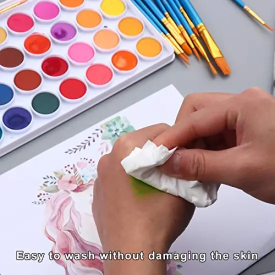 36 Colors Watercolor Paint Set, Watercolor Pan Set with 10 Nylon Brushes and 6 Refillable Water Brushes. Perfect for Adults, Children and Beginner Artists. {3}