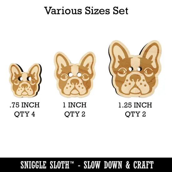 French Bulldog Face Wood Buttons for Sewing Knitting Crochet DIY Craft {1}